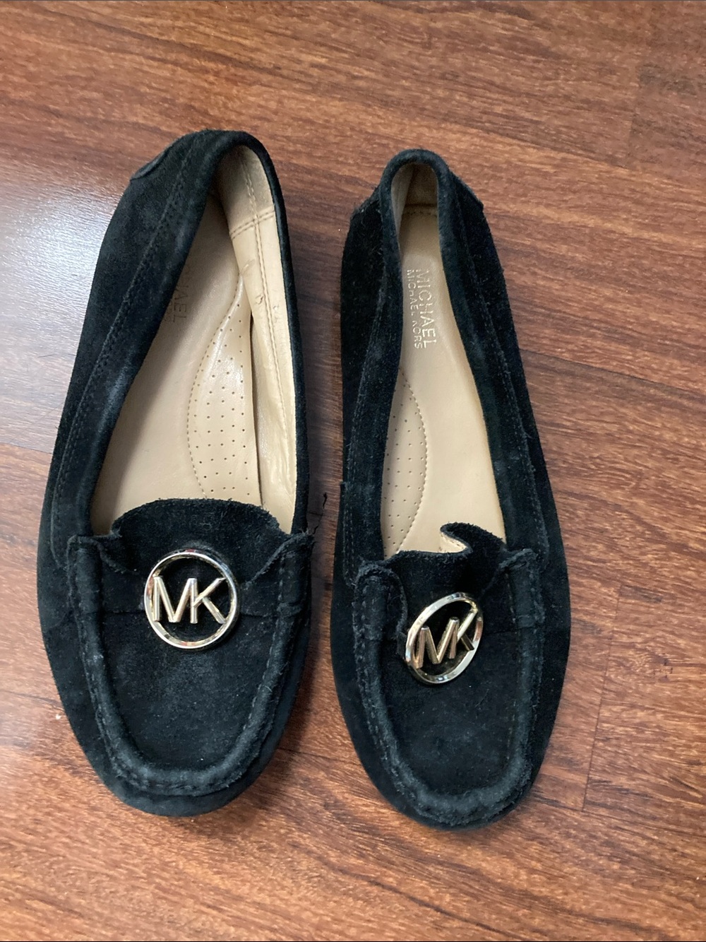 Michael Kors Black Suede Logo Penny Loafers 7.5